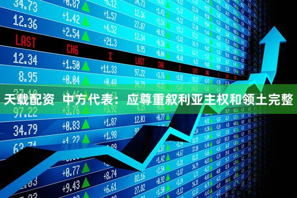 天载配资  中方代表：应尊重叙利亚主权和领土完整