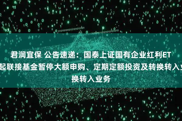 君润宜保 公告速递：国泰上证国有企业红利ETF发起联接基金暂停大额申购、定期定额投资及转换转入业务